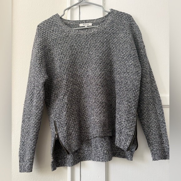 Madewell Sweaters - Madewell Gray Textured Sweater with Zipper Details